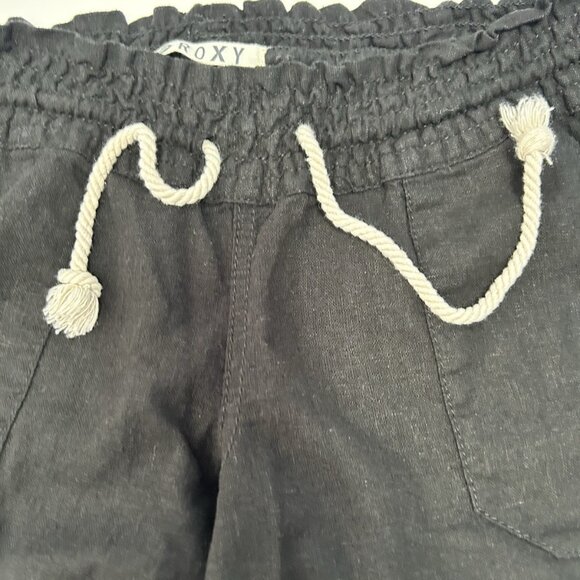 Roxy Oceanside Beach Pant Linen Blend Black Lounge Pants Womens Size Small Flowy - Picture 6 of 13